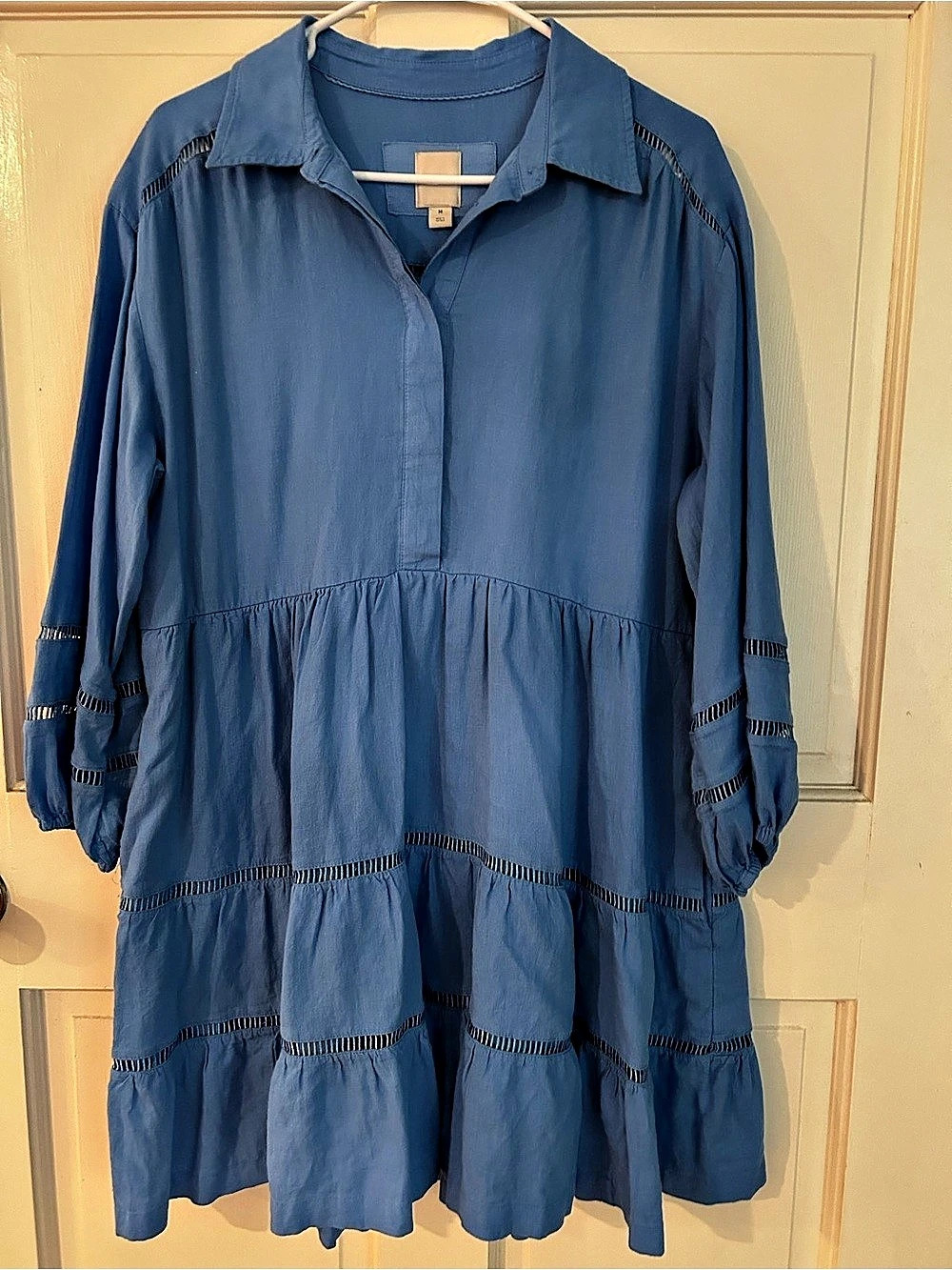 maeve by anthropology Tiered Mini Dress in Blue Size Medium Like New